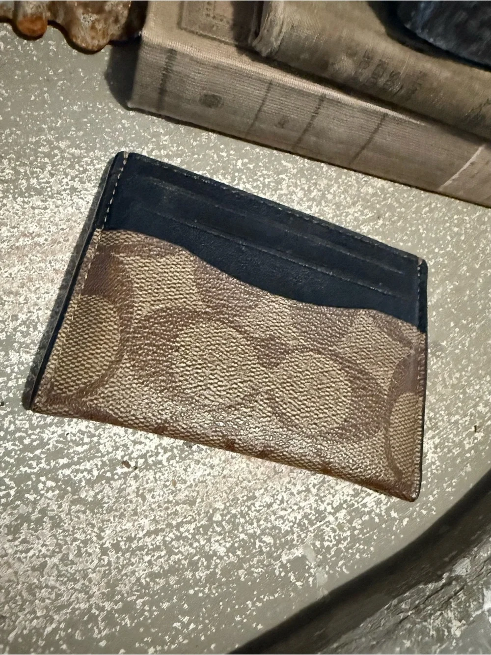Coach card case signature print